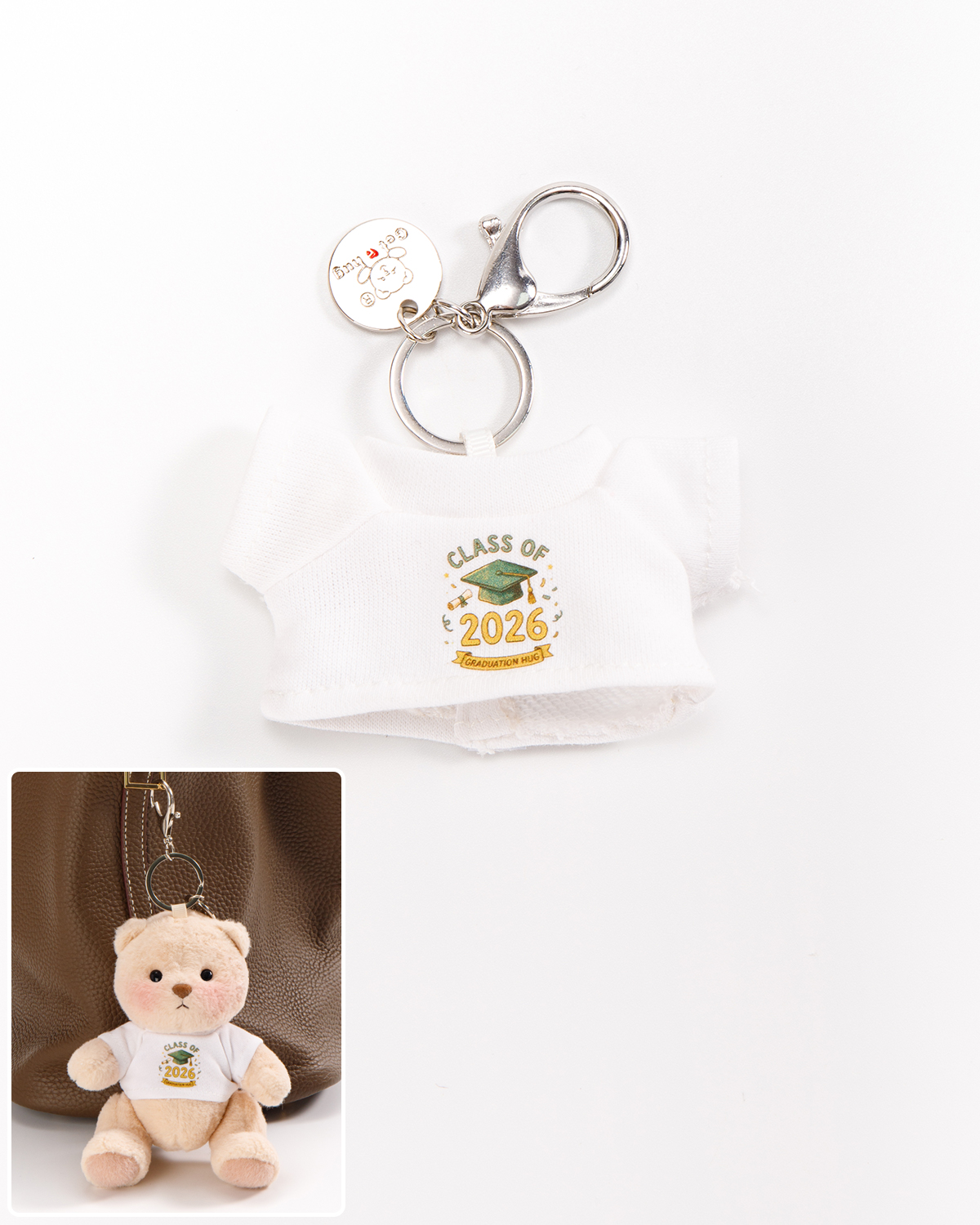 Getahug Class of 2026 Graduation Mini Bear Keychain | 5.9 Inches Plush Bag Charm Stuffed Animal Gift