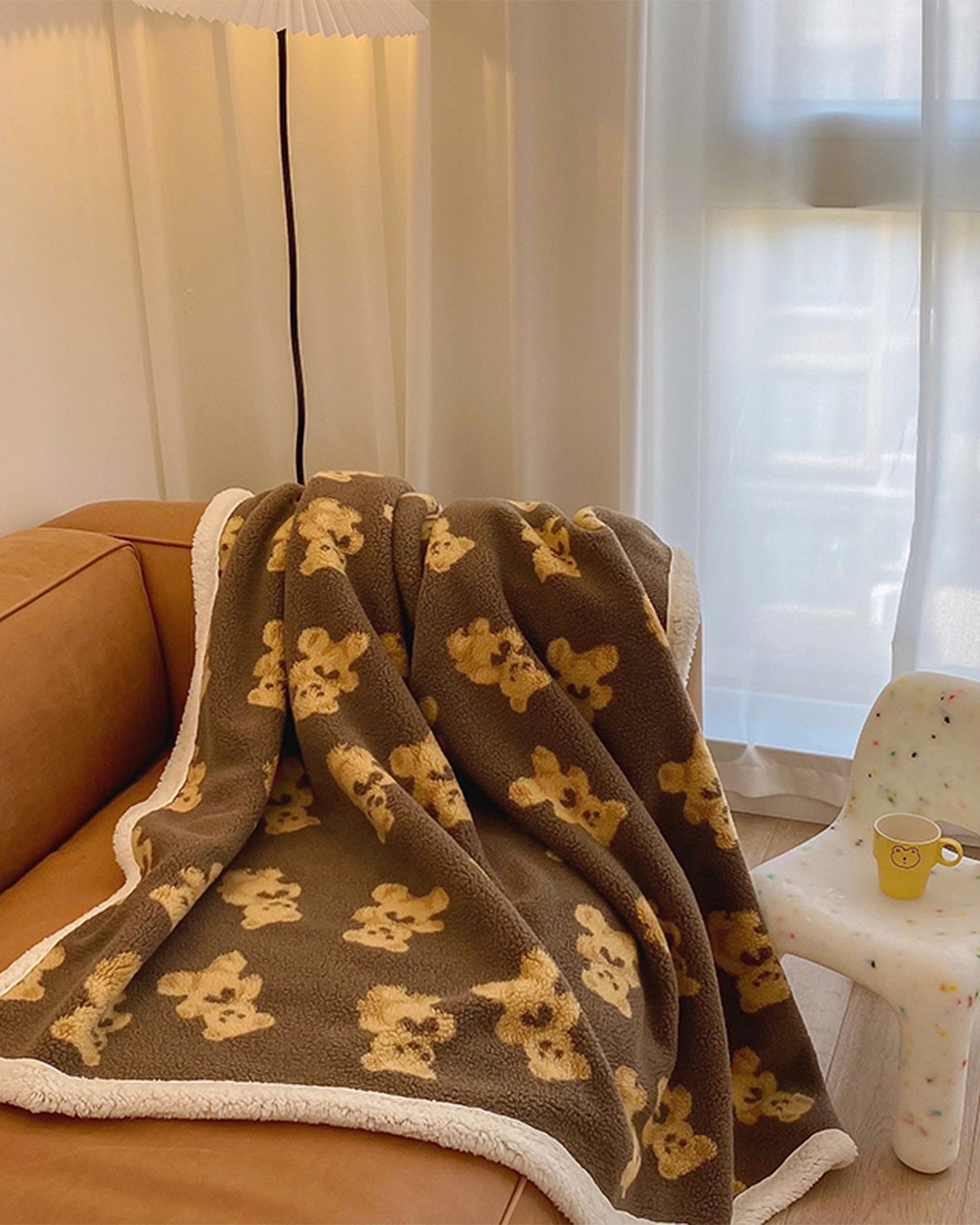 Getahug Cute Bear Lambswool Warm Plush Blanket