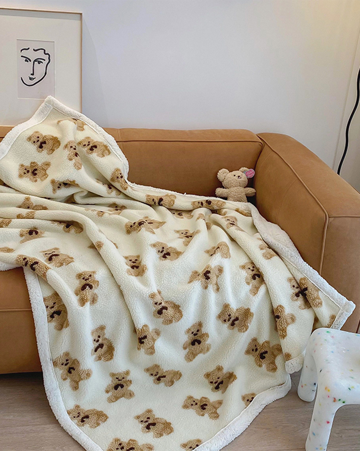 Getahug Cute Bear Lambswool Warm Plush Blanket