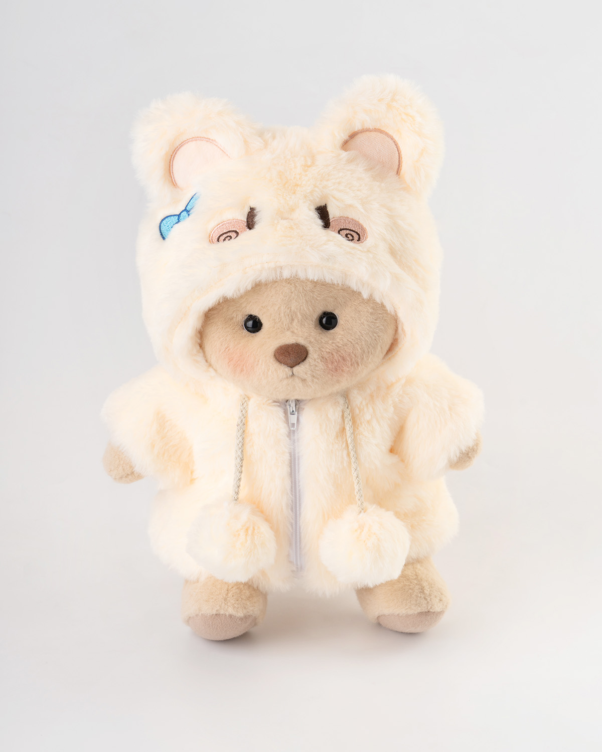 Getahug Cute Fluffy Bunny White Teddy Bear | Handmade Jointed Toy Gift