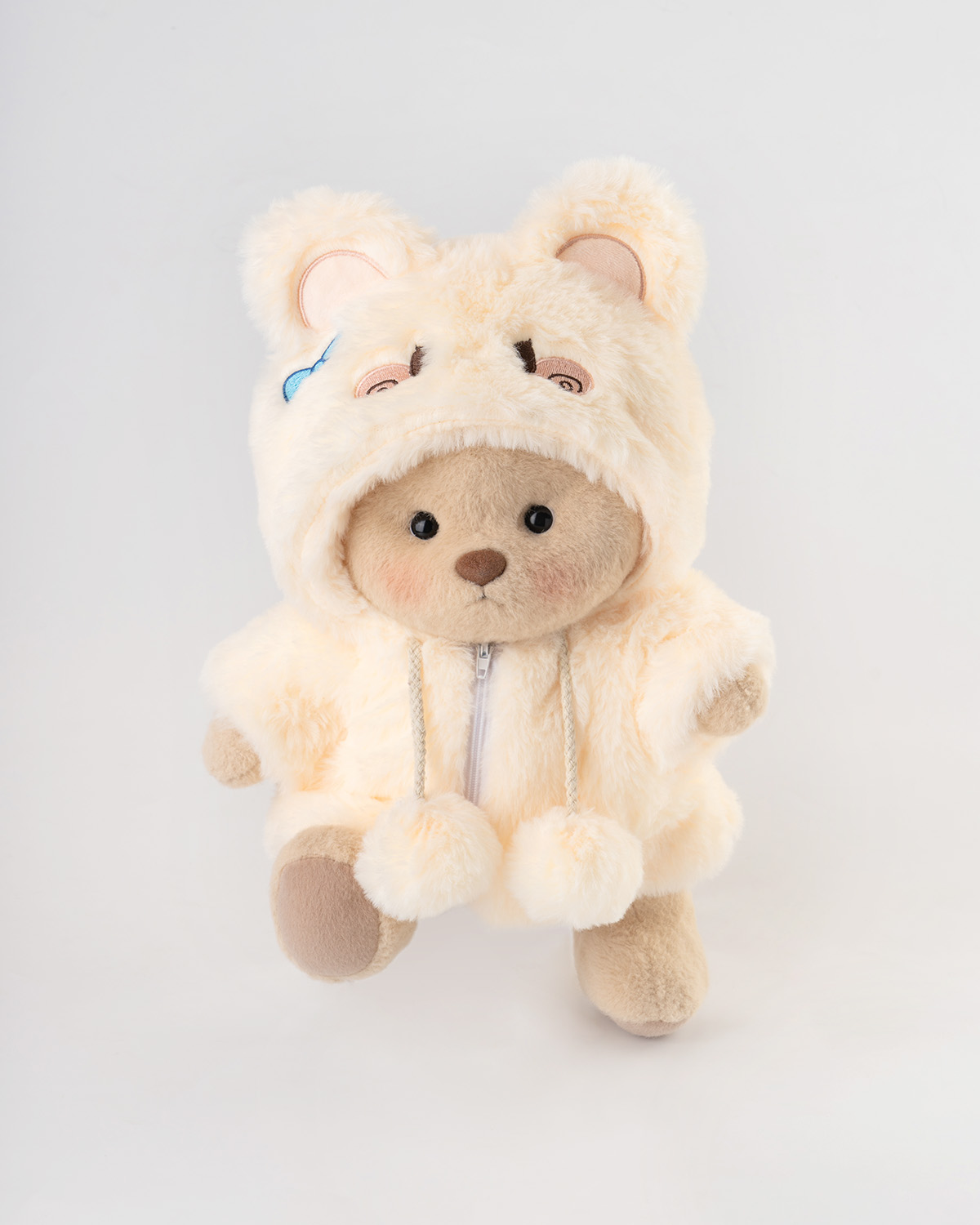 Getahug Cute Fluffy Bunny White Teddy Bear | Handmade Jointed Toy Gift