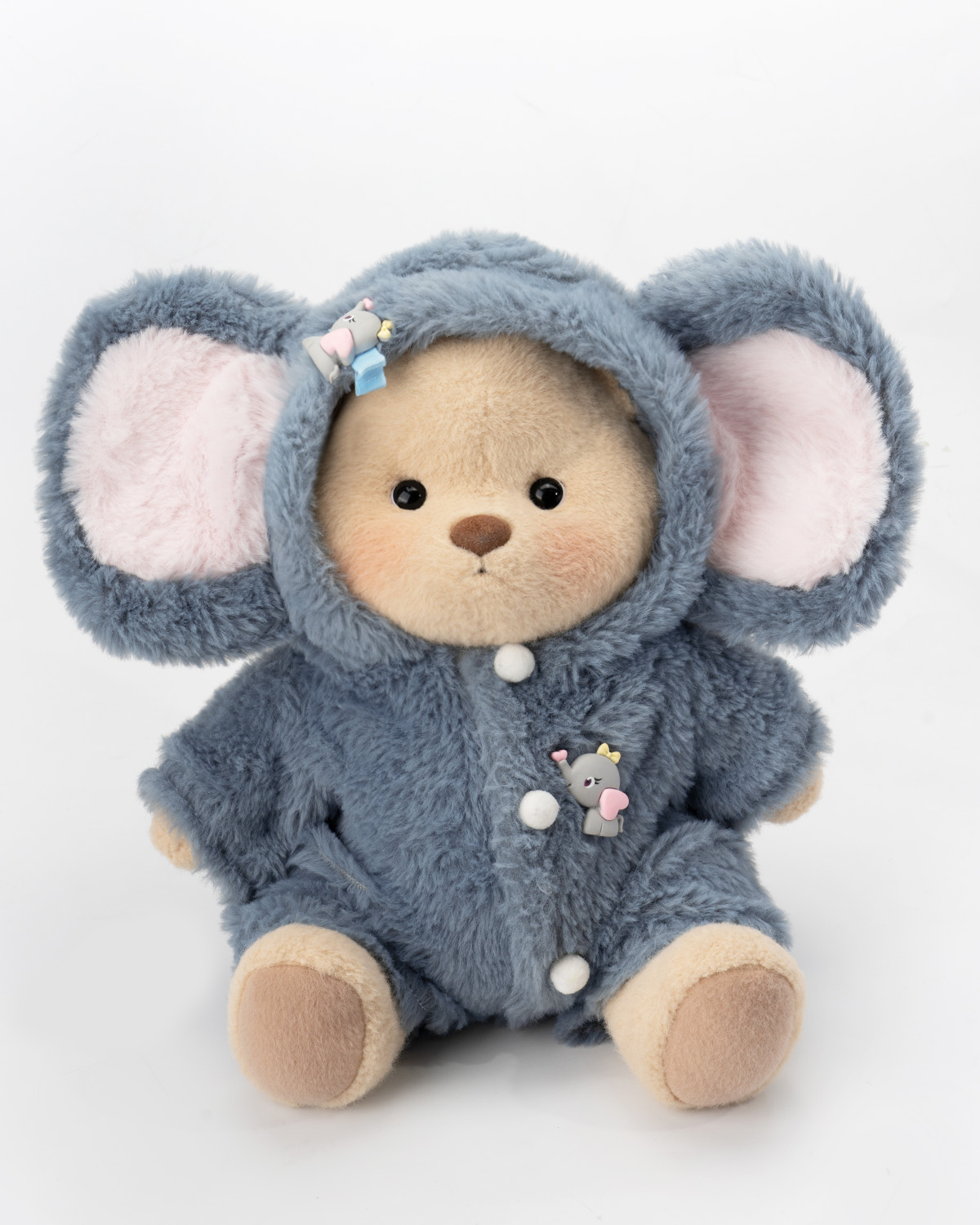 Getahug Fluffy Little Elephant White Teddy Bear | Handmade Stuffed Animal Gift
