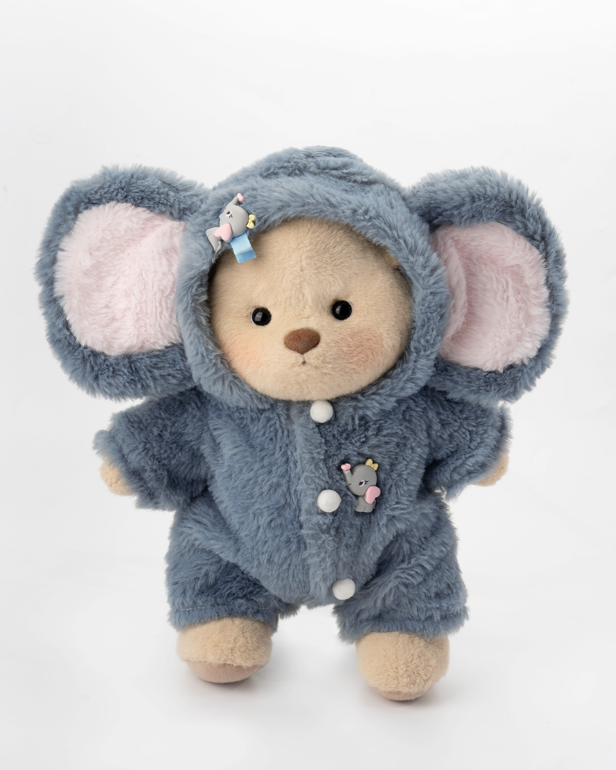 Getahug Fluffy Little Elephant White Teddy Bear | Handmade Stuffed Animal Gift