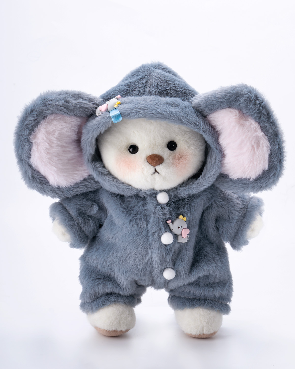Getahug Fluffy Little Elephant White Teddy Bear | Handmade Stuffed Animal Gift