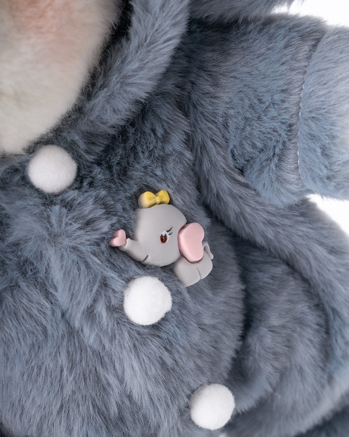 Getahug Fluffy Little Elephant White Teddy Bear | Handmade Stuffed Animal Gift