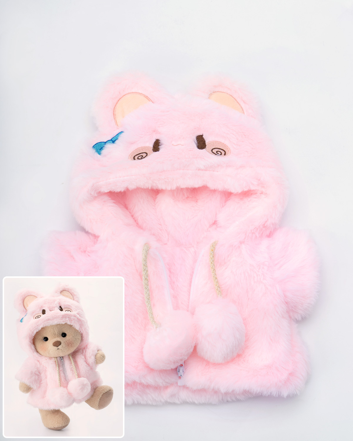 Getahug Fluffy Pink Bunny Bear | Handmade Jointed Teddy Bear Gift