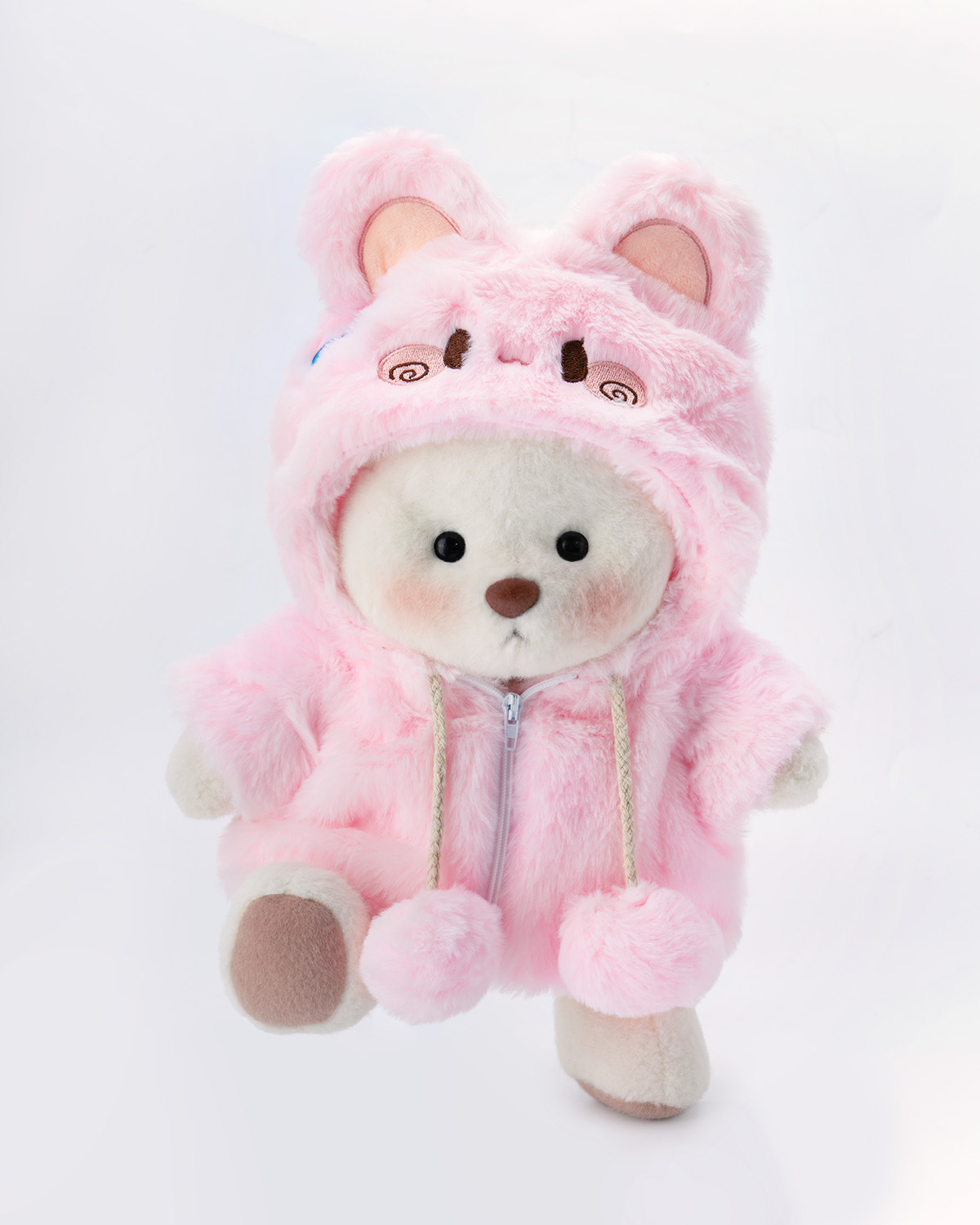 Getahug Cute Fluffy Bunny White Teddy Bear | Handmade Jointed Toy Gift