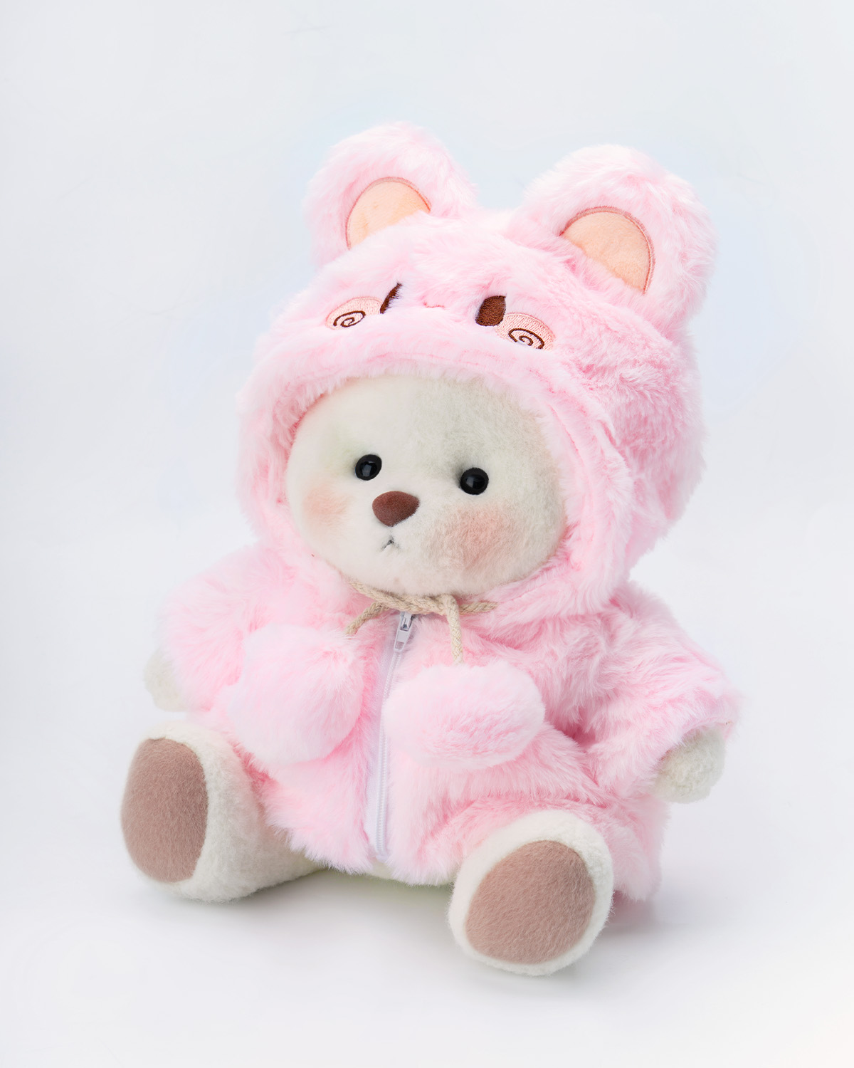 Getahug Fluffy Pink Bunny Bear | Handmade Jointed Teddy Bear Gift