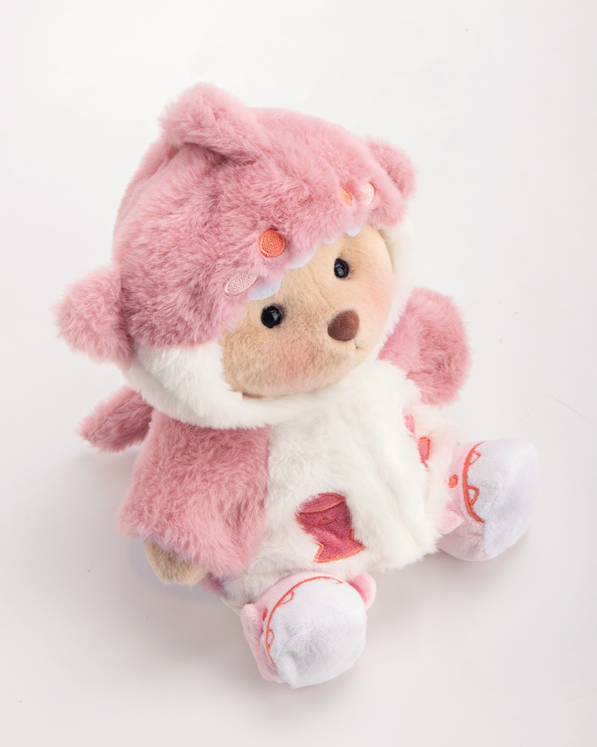 Getahug Fluffy Shark White Teddy Bear | Handmade Jointed Toy Gift