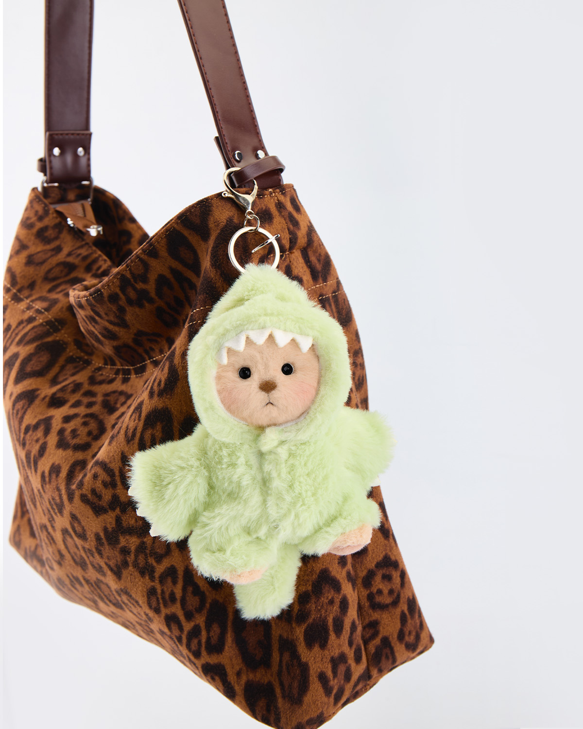 Getahug Furry Dino Brown Mini Bear Pendant Keychain Gift (Pre-sale)