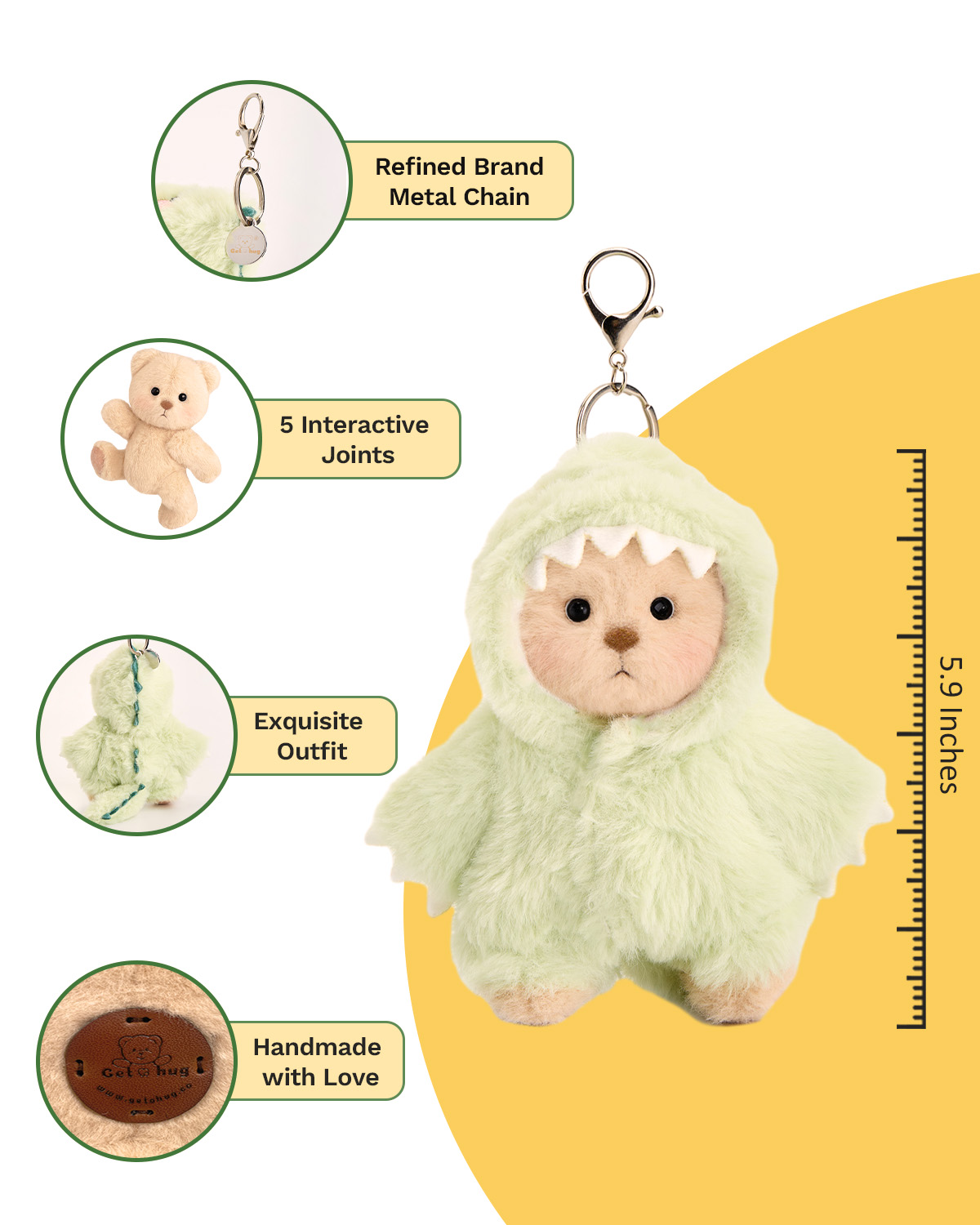 Getahug 5.9 Inches Dino Mini Bear Bibi and Bubu Keychain Gift Bundle (Pre-sale)