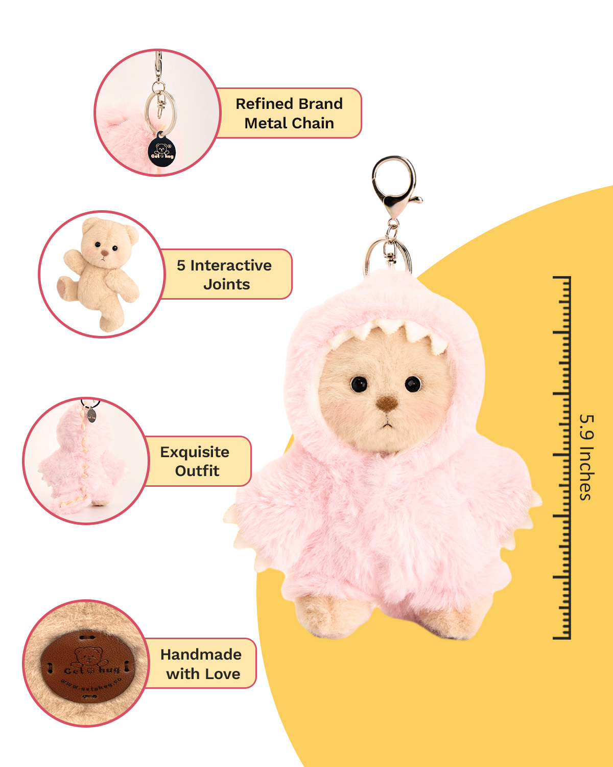 Getahug Animal Kingdom Series Mini Bear Blind Box | 5.9 Inches Plush Pendant Keychain Bag Charm