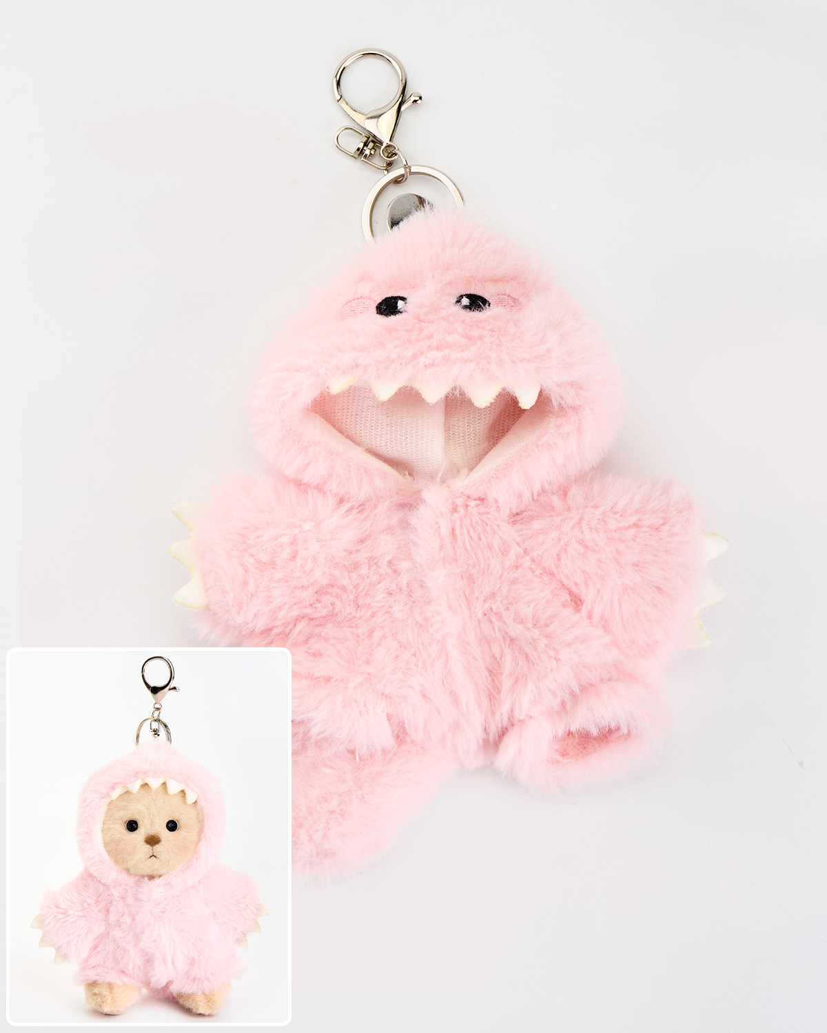 Pink Dinosaur Onesie Keychain(Outfit Only) | 5.9 Inches Mini Teddy Bear Clothes
