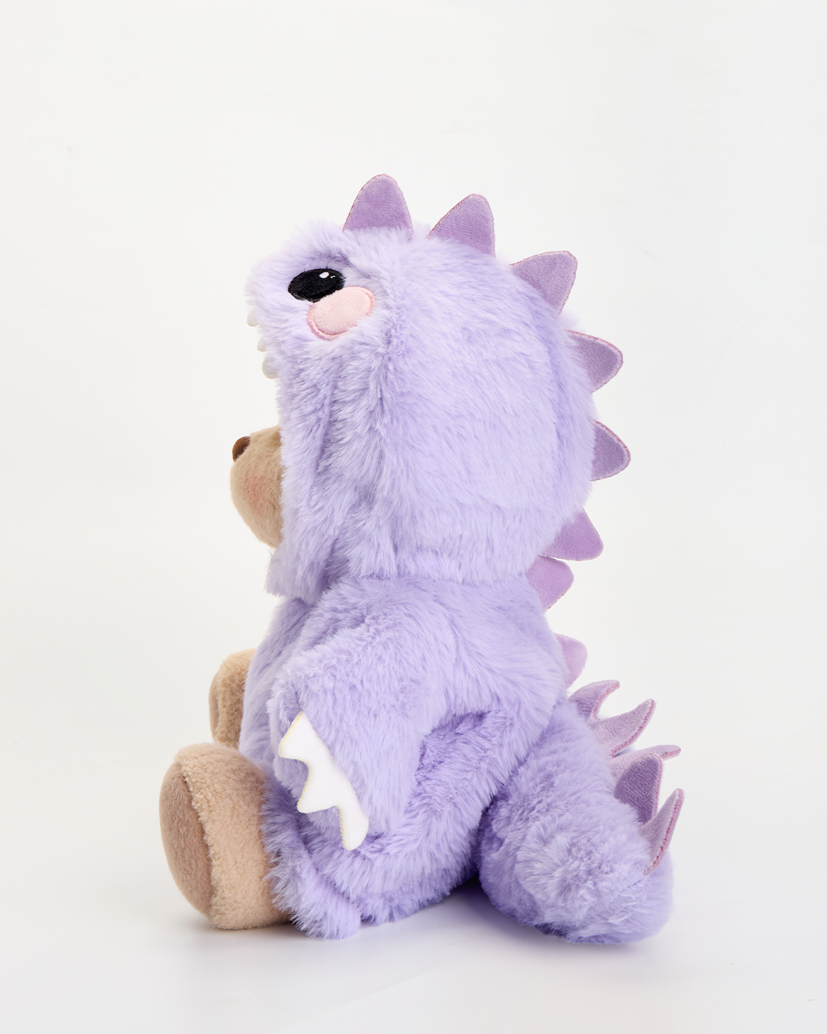 Getahug Furry Purple Dino White Teddy Bear | Handmade Stuffed Animal Gift