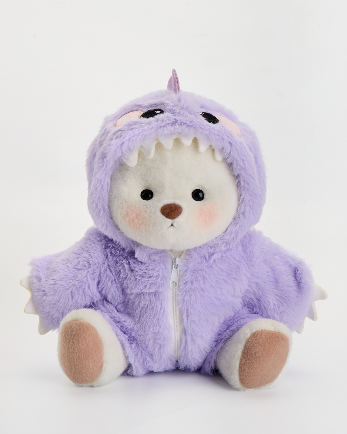 Getahug Furry Purple Dino White Teddy Bear | Handmade Stuffed Animal G
