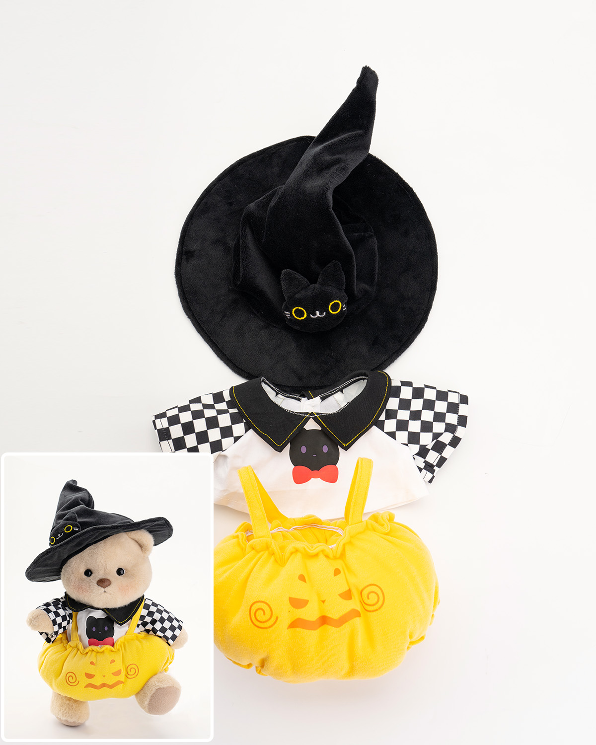 Halloween Cat Hat Pumpkin Overalls Set(Outfit Only) | Teddy Bear Clothes(Pre-sale)