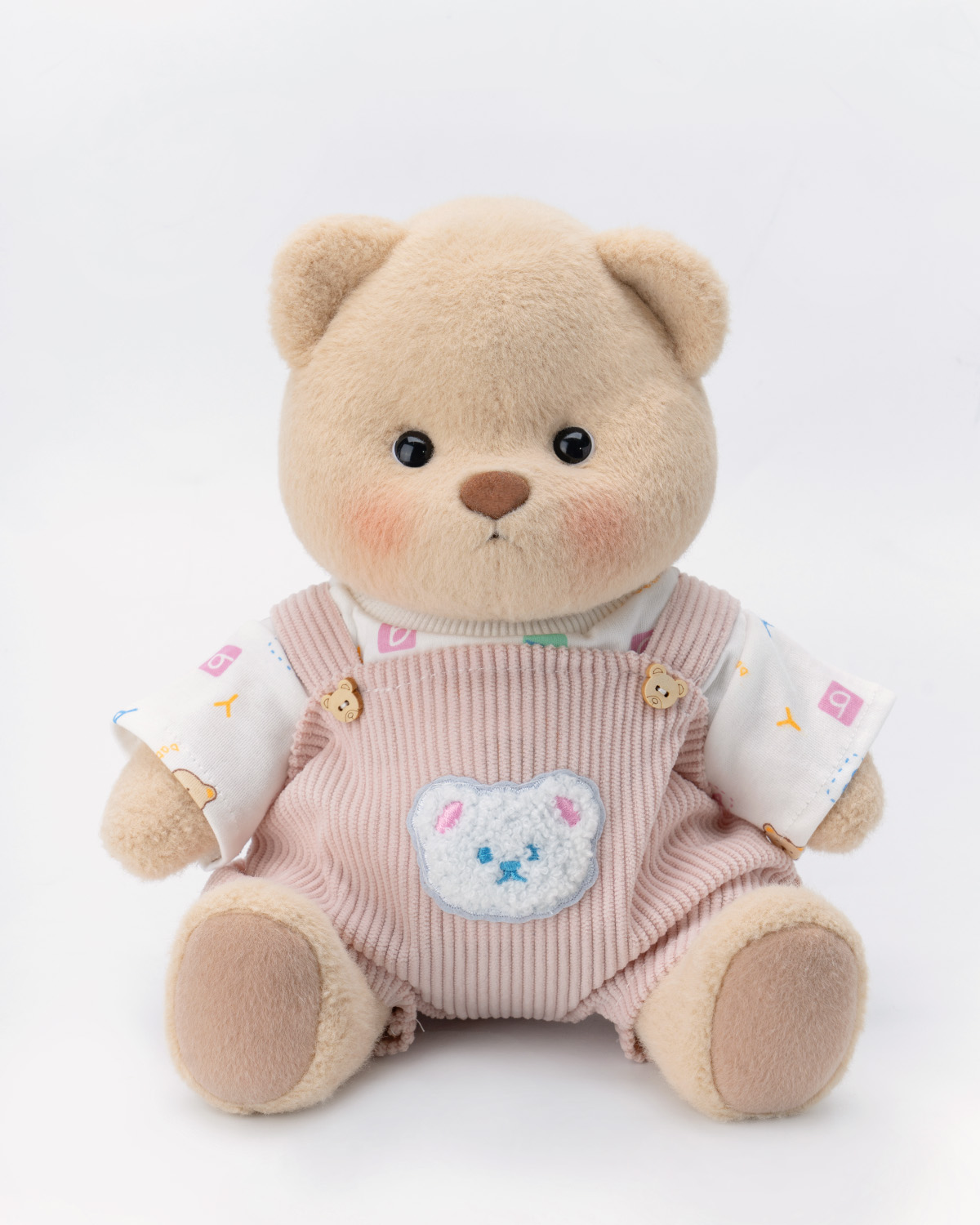 Getahug Letter Top Pink Overalls Bear | Handmade Jointed Teddy Bear Gift