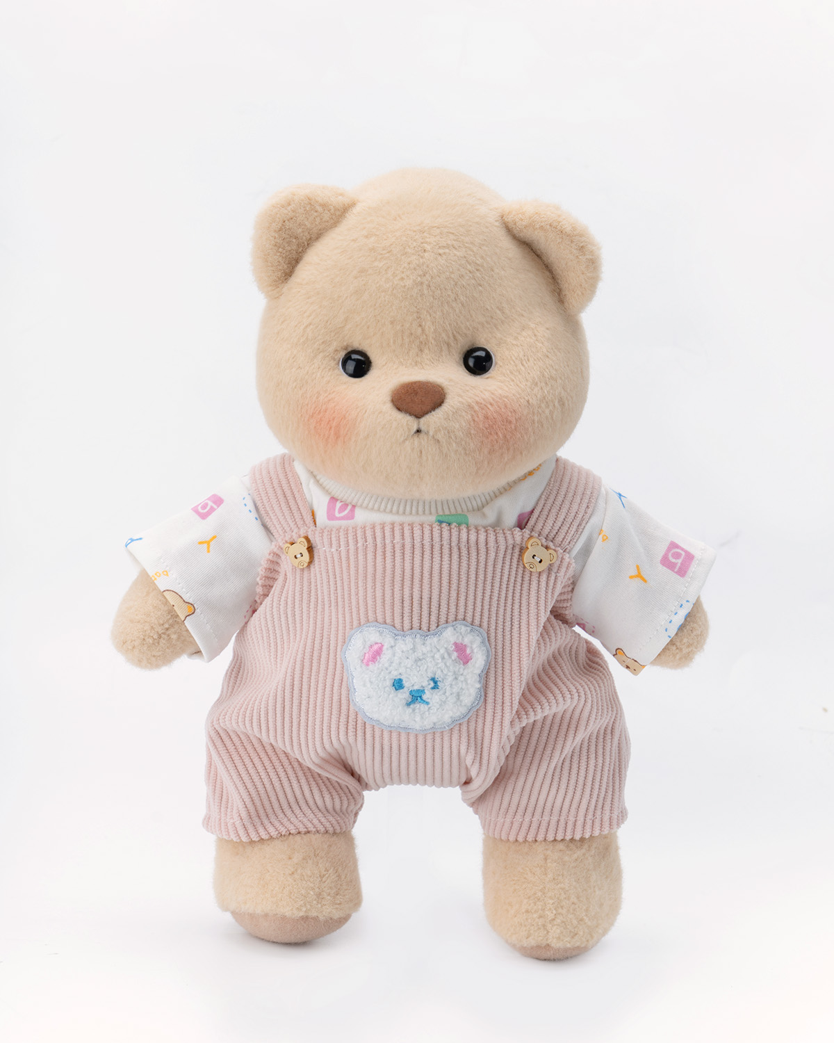 Getahug Letter Top Pink Overalls Bear | Handmade Jointed Teddy Bear Gift