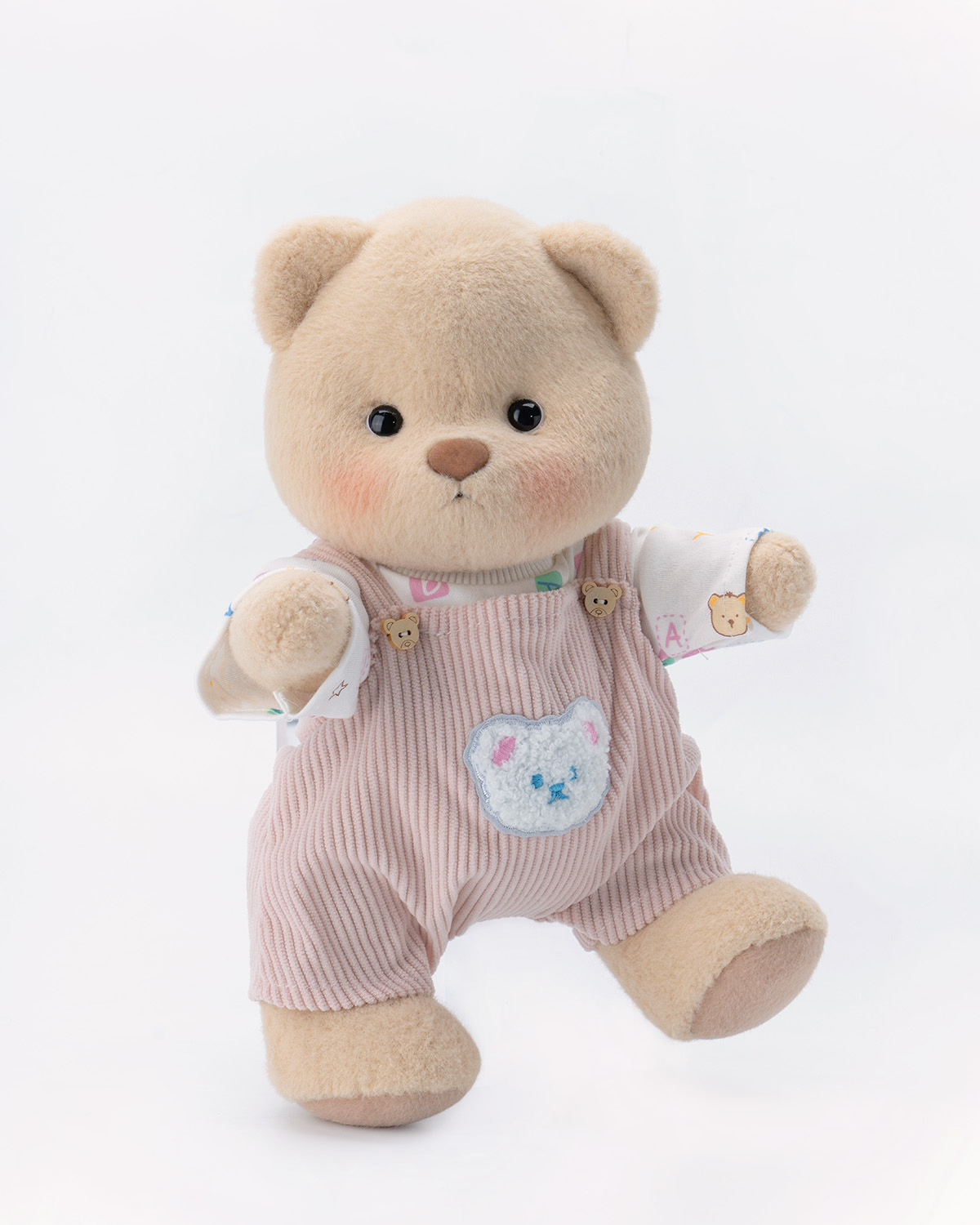 Getahug Letter Top Pink Overalls Bear | Handmade Jointed Teddy Bear Gift