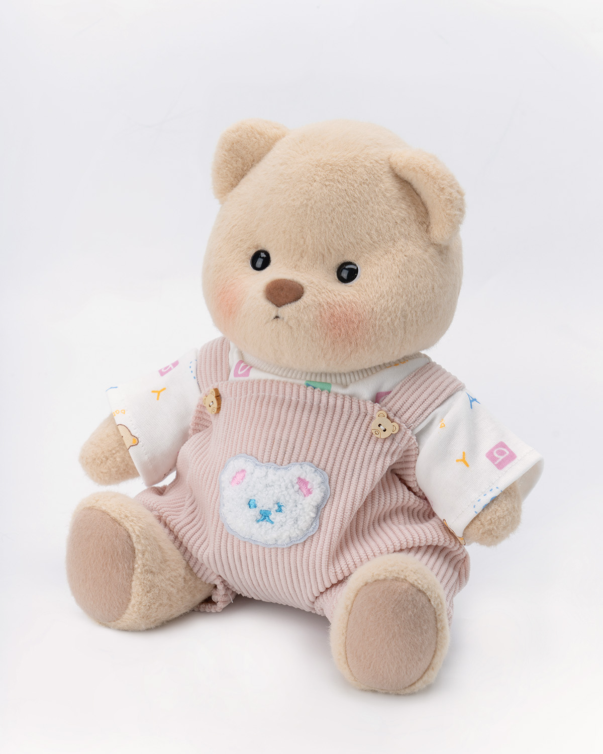 Getahug Letter Top Pink Overalls Bear | Handmade Jointed Teddy Bear Gift