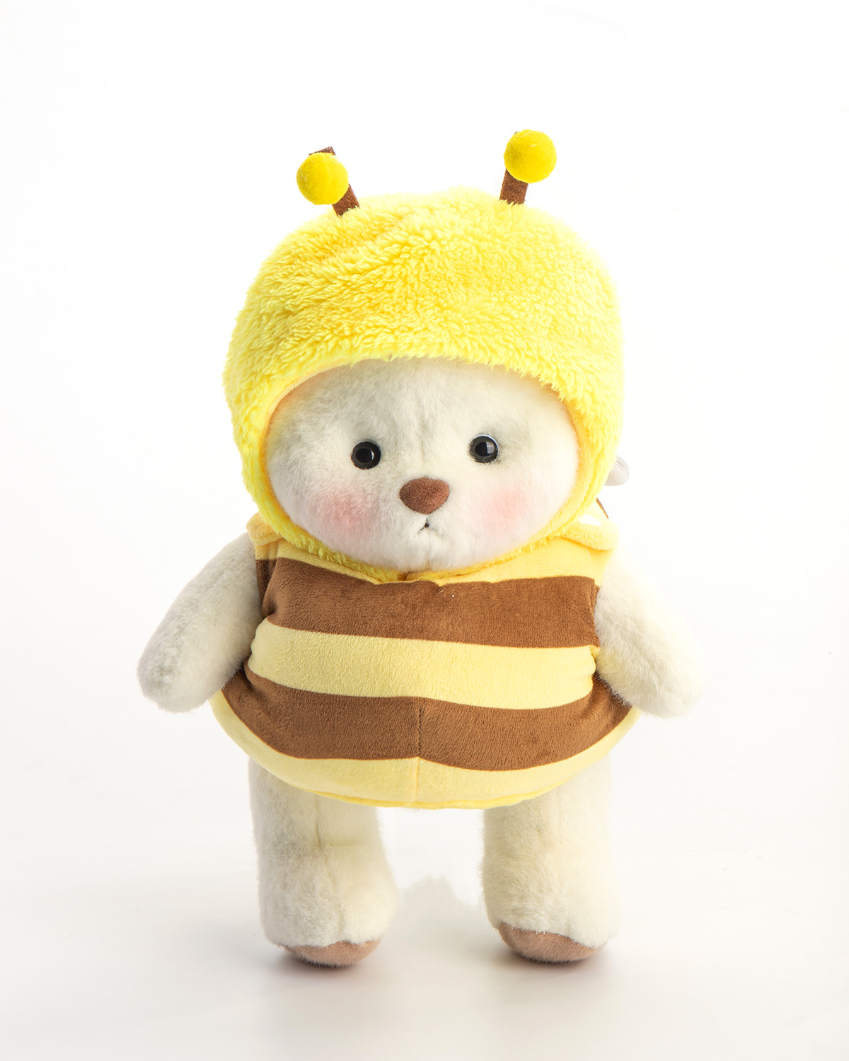Getahug Little Honey Bee White Teddy Bear | Handmade Stuffed Animal Gift