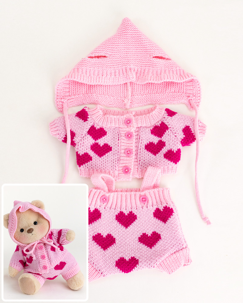 Getahug Pink Heart Sweater Bunny | Handmade Jointed Stuffed Animal Gift (Pre-sale)