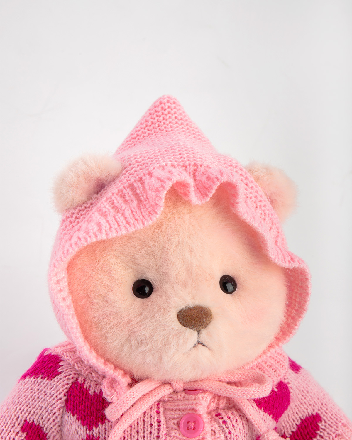 Getahug Love Heart Sweater Pink Bear | Handmade Jointed Teddy Bear Gift