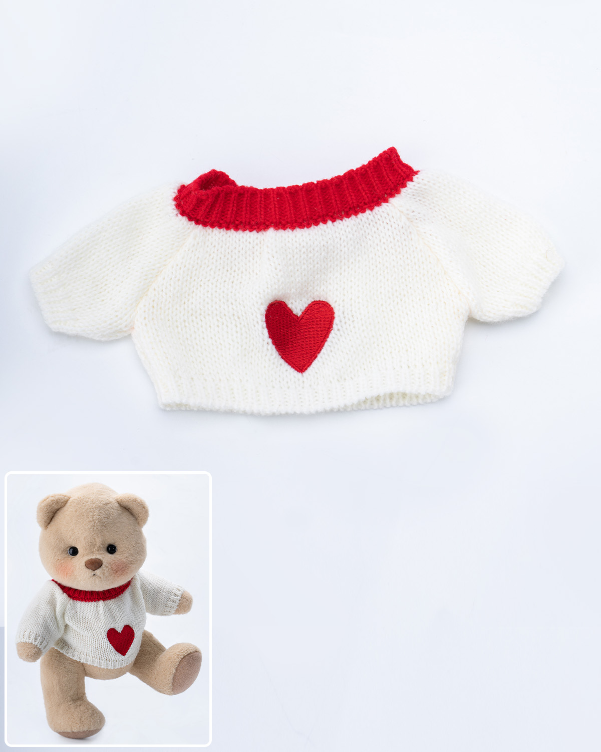 Love Heart White Sweater Set(Outfit Only) | Teddy Bear Clothes