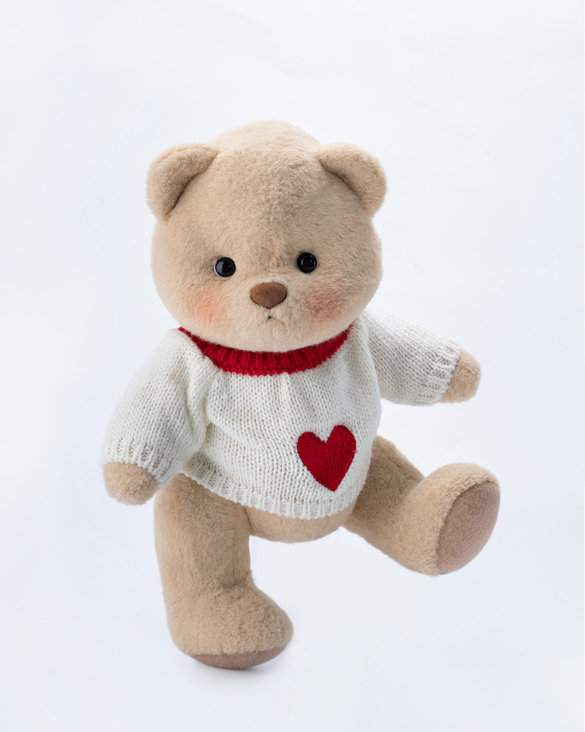 Getahug Love Heart White Sweater Bear | Handmade Jointed Teddy Bear Gift