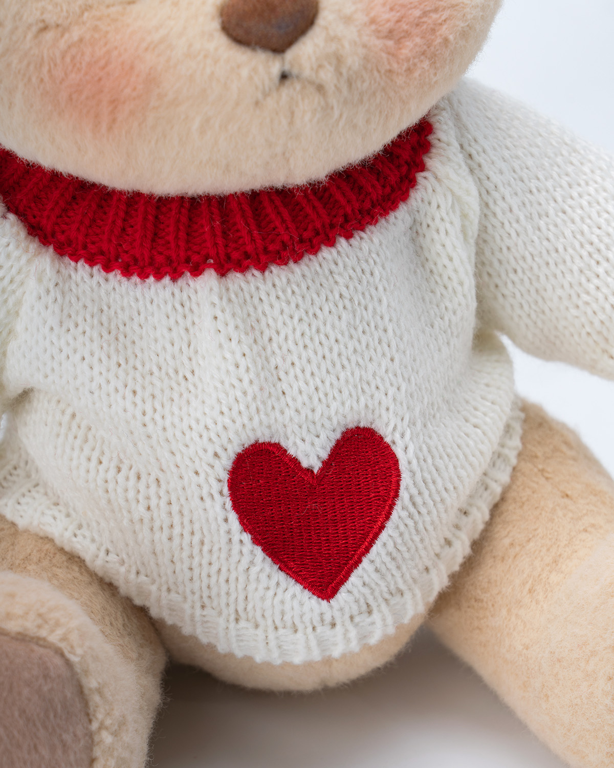 Getahug Love Heart White Sweater Bear | Handmade Jointed Teddy Bear Gift