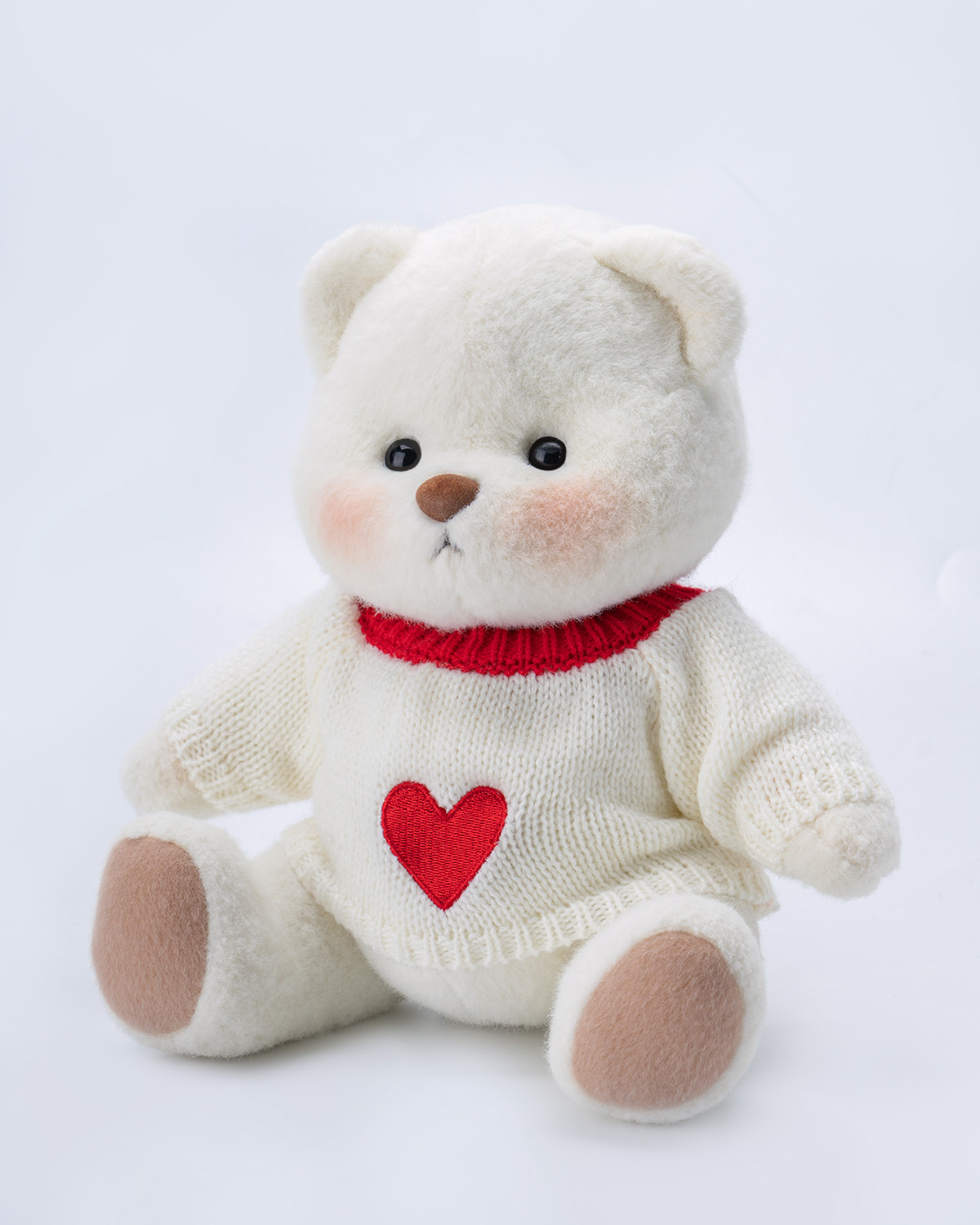 Getahug Love Heart White Sweater Bear | Handmade Jointed Teddy Bear Gift