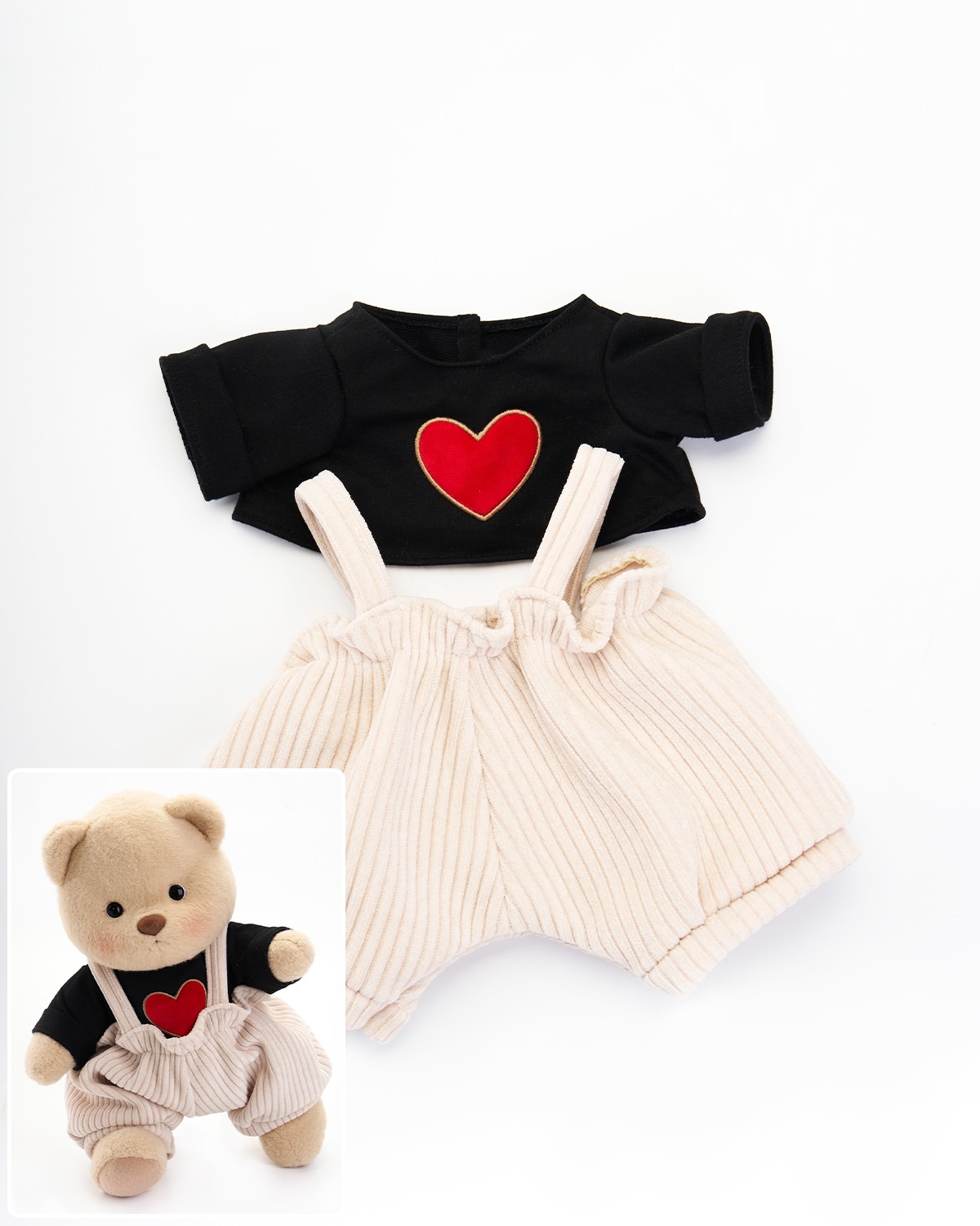 Love Khaki Overalls Set(Outfit Only) | Teddy Bear Clothes