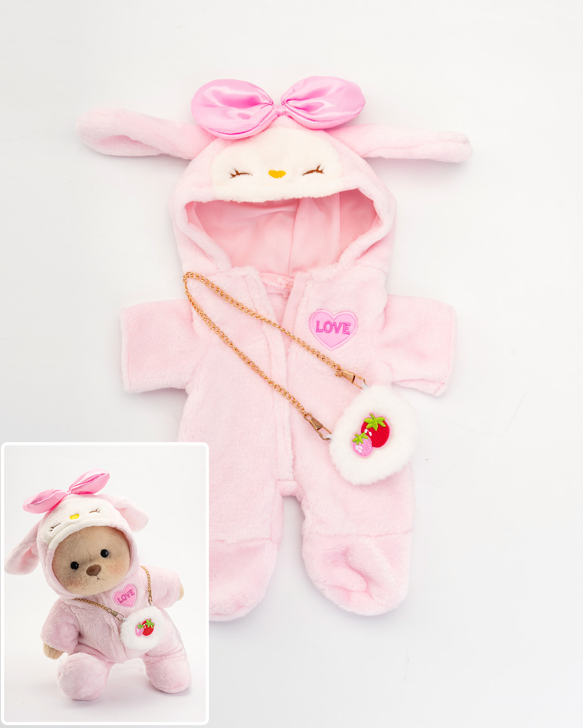 Getahug Pink Love Strawberry Bunny | Handmade Jointed Stuffed Animal Gift (Pre-sale)