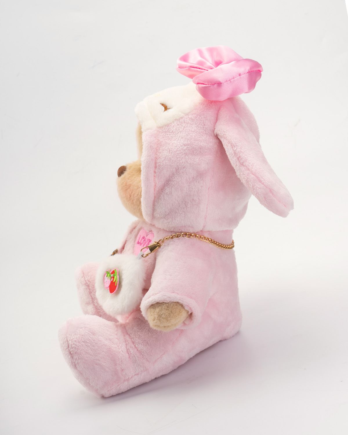 Getahug Love Strawberry White Teddy Bear | Handmade Jointed Toy Gift