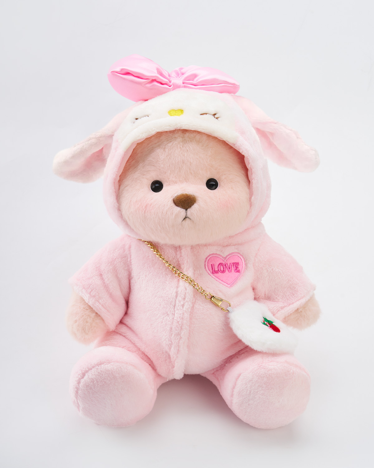 Getahug Love Strawberry Pink Bear | Handmade Jointed Teddy Bear Gift