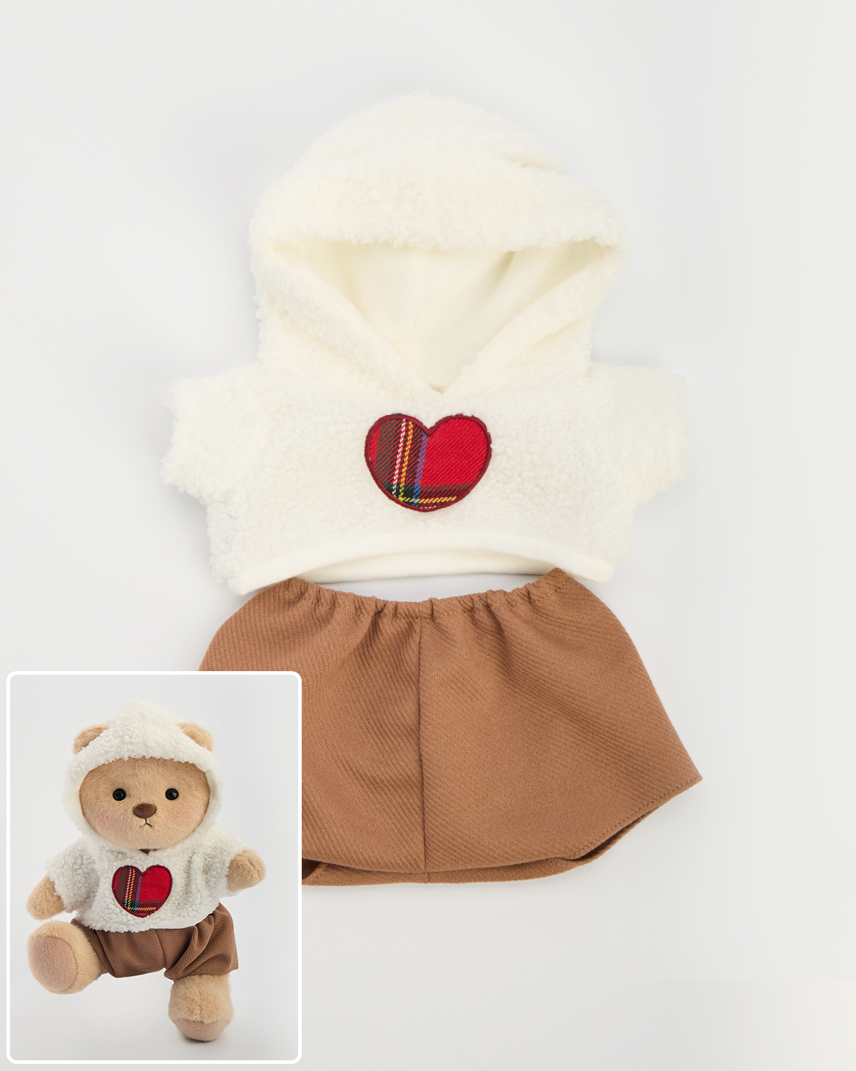 Love White Polar Fleece Set (Outfit Only) | Mother's Day Teddy Bear Clothes