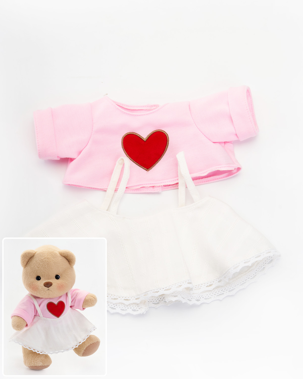 Getahug Love White Skirt Bear | Handmade Jointed Teddy Bear Gift