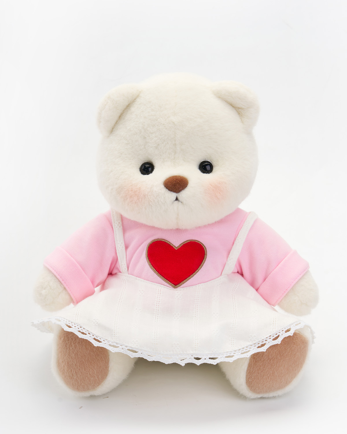 Getahug Love White Overalls Skirt White Teddy Bear