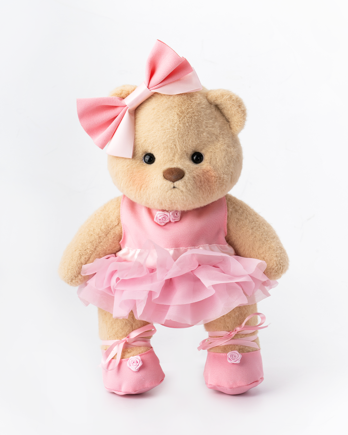 Getahug Pink Ballet Dress White Teddy Bear | Handmade Stuffed Animal Gift
