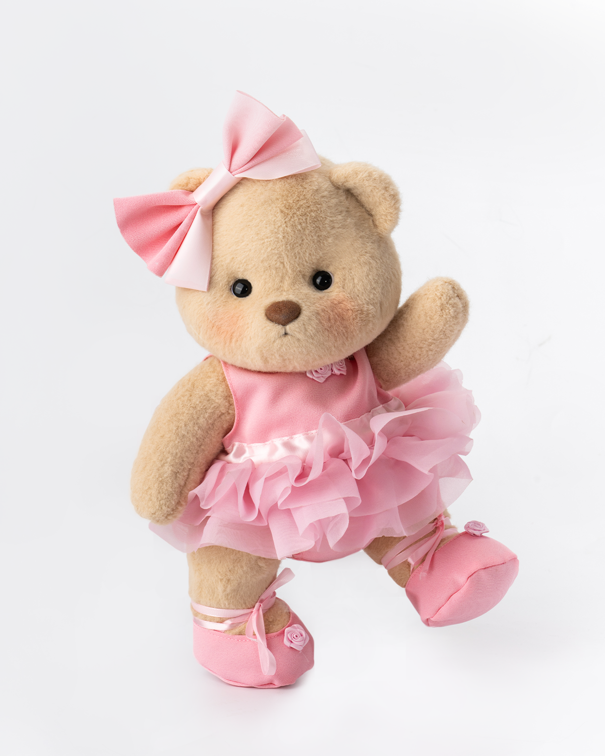 Getahug Pink Ballet Dress White Teddy Bear | Handmade Stuffed Animal Gift