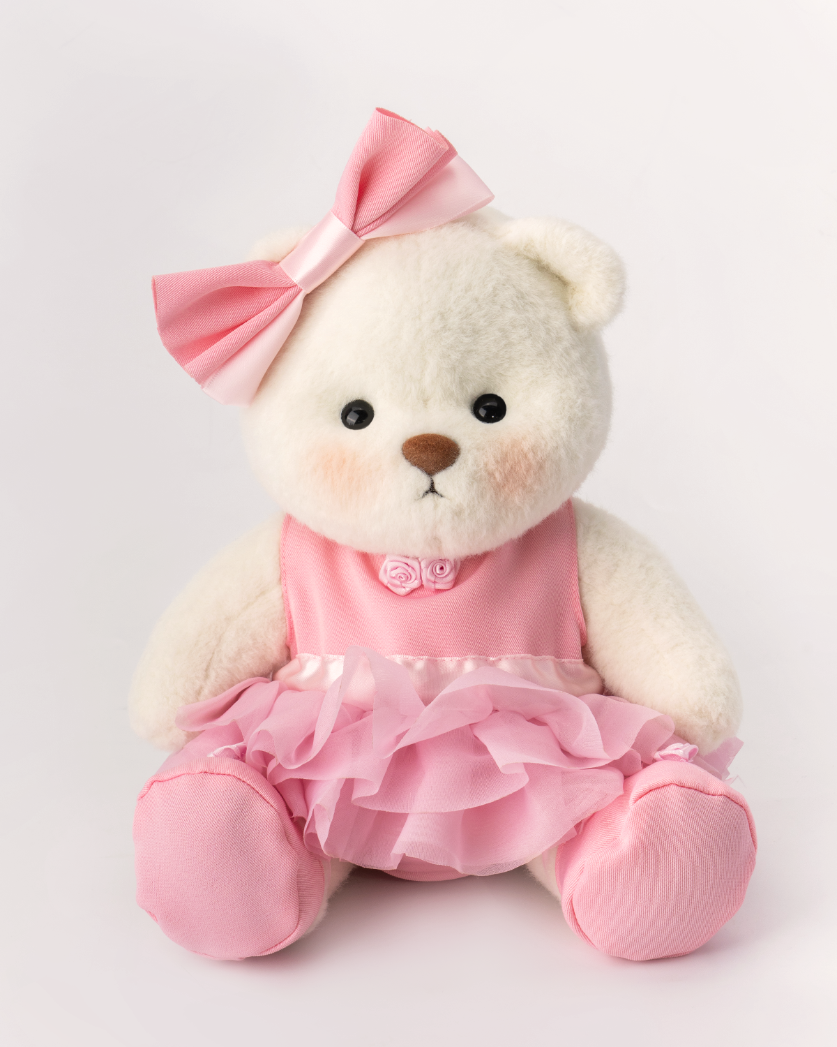 Getahug Pink Ballet Dress White Teddy Bear | Handmade Stuffed Animal Gift