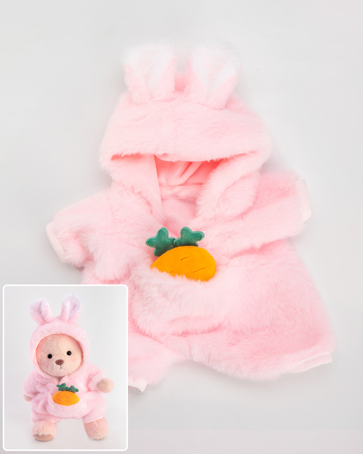 Getahug Pink Bunny Carrot Pink Bear | Handmade Jointed Teddy Bear Gift