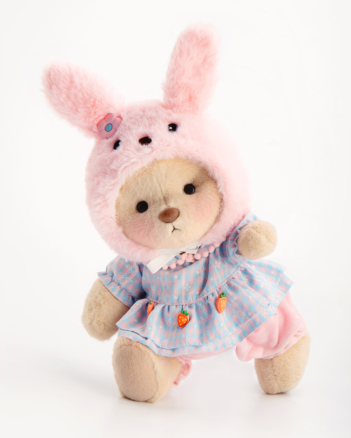 Getahug Pink Bunny Hat Bear | Handmade Jointed Teddy Bear Gift