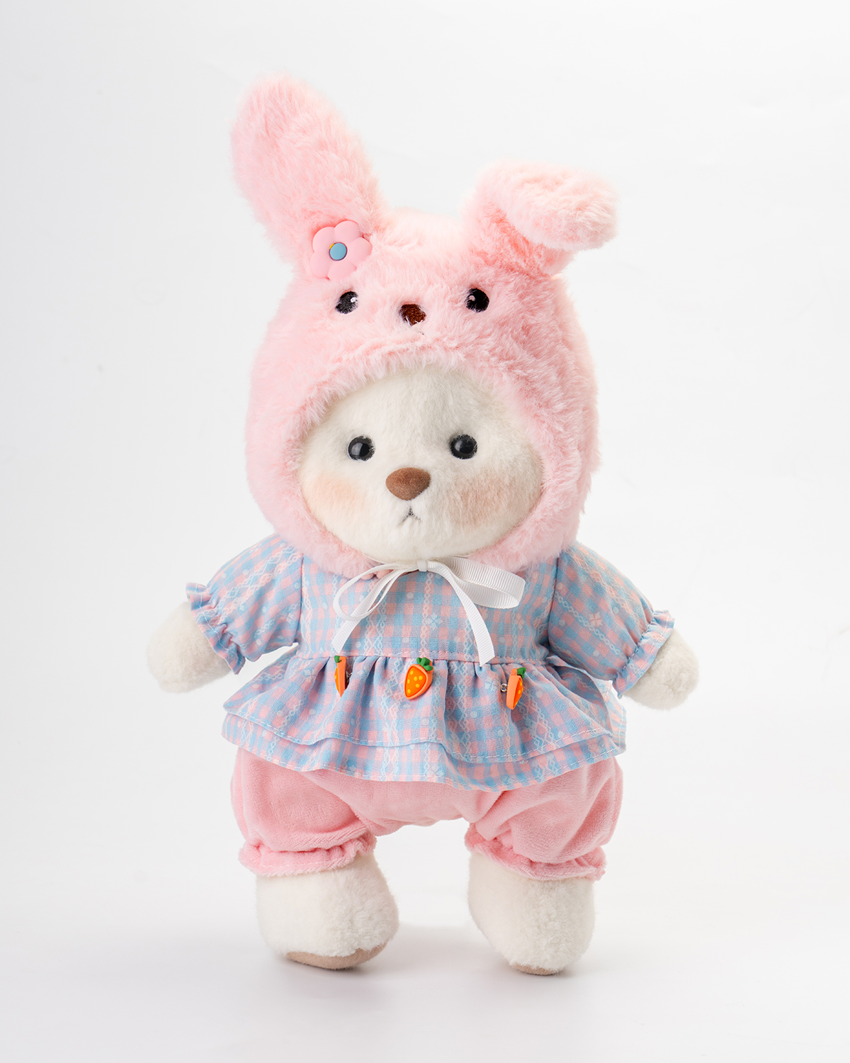 Getahug Pink Hat Easter White Teddy Bear | Handmade Stuffed Animal Gift