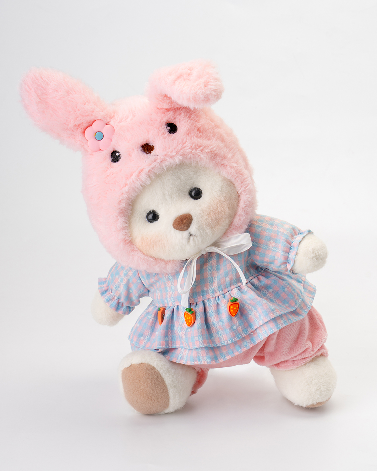 Getahug Pink Hat Easter White Teddy Bear | Handmade Stuffed Animal Gift