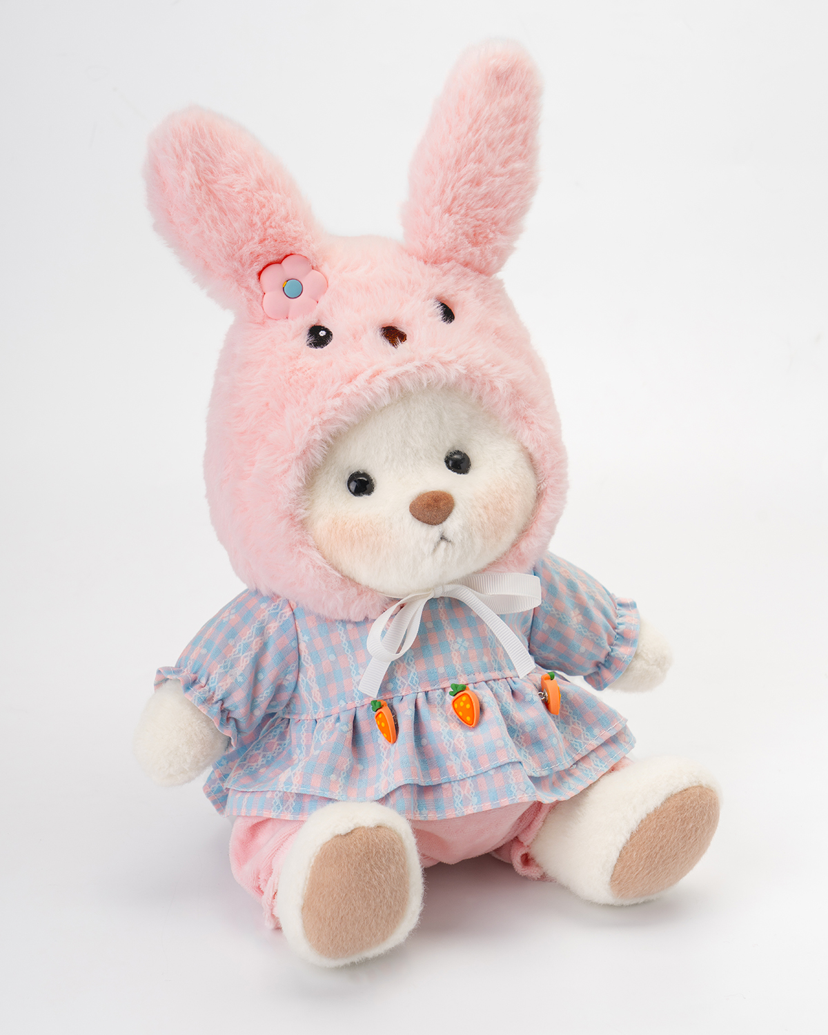 Getahug Pink Hat Easter White Teddy Bear | Handmade Stuffed Animal Gift