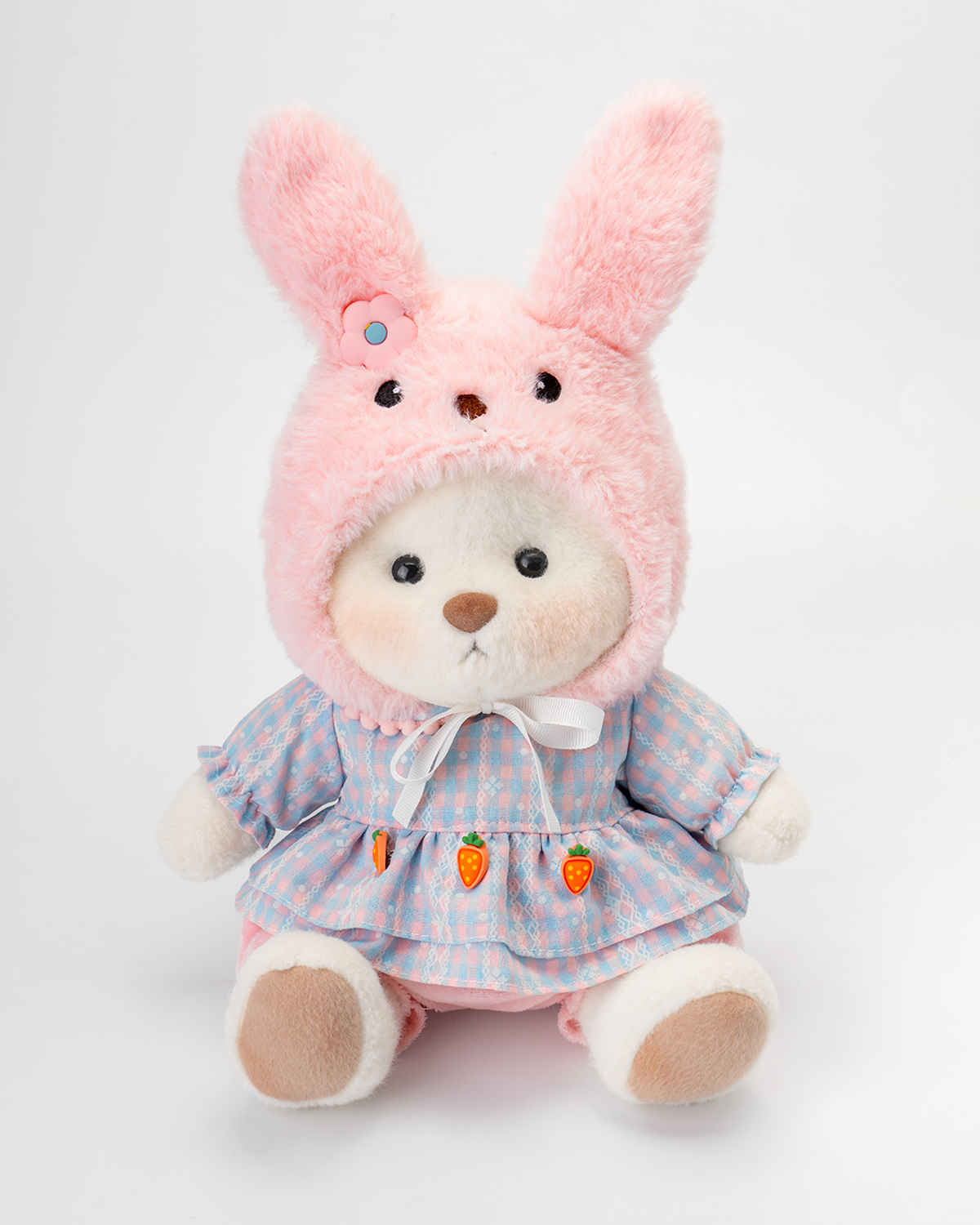 Getahug Pink Hat Easter White Teddy Bear | Handmade Stuffed Animal Gift
