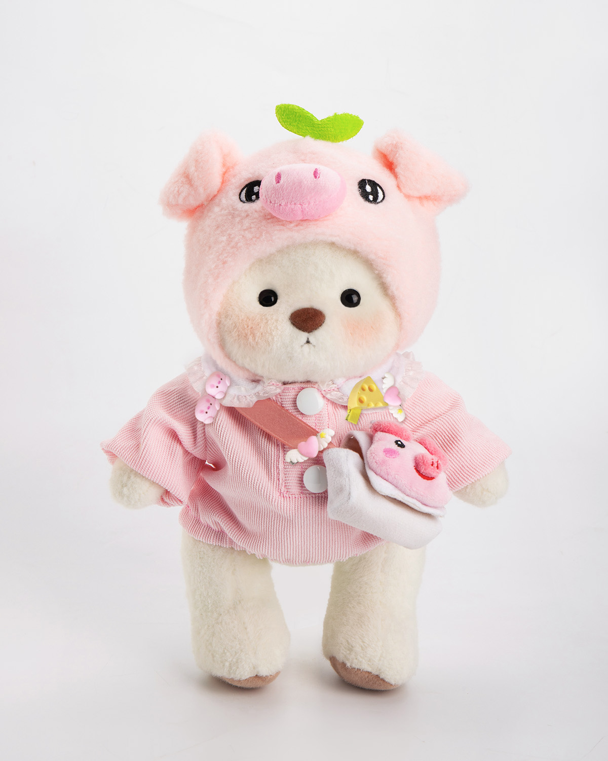 Getahug Adorable Pink Piggy White Teddy Bear | Handmade Stuffed Animal Gift