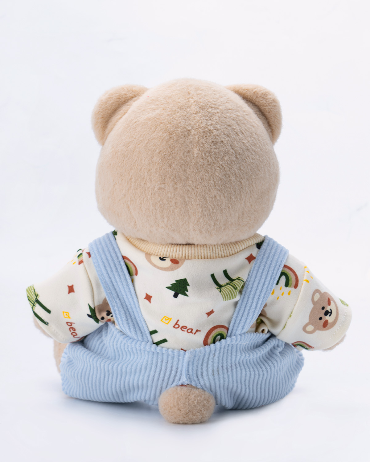 Getahug Printed Top Blue Overalls Bear | Handmade Jointed Teddy Bear Gift