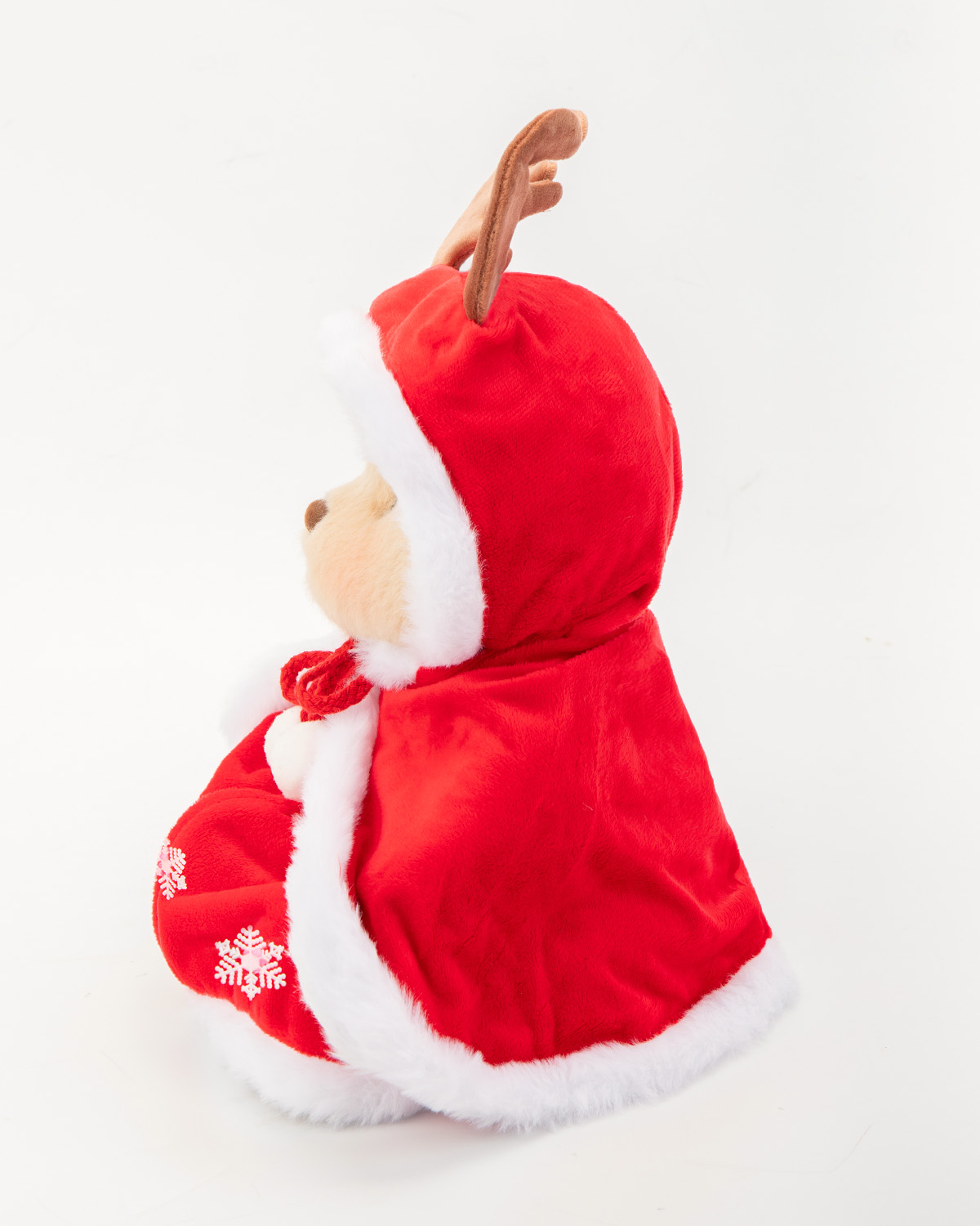 Getahug Red Antler Snowflake Cape White Teddy Bear | Handmade Stuffed Animal Gift